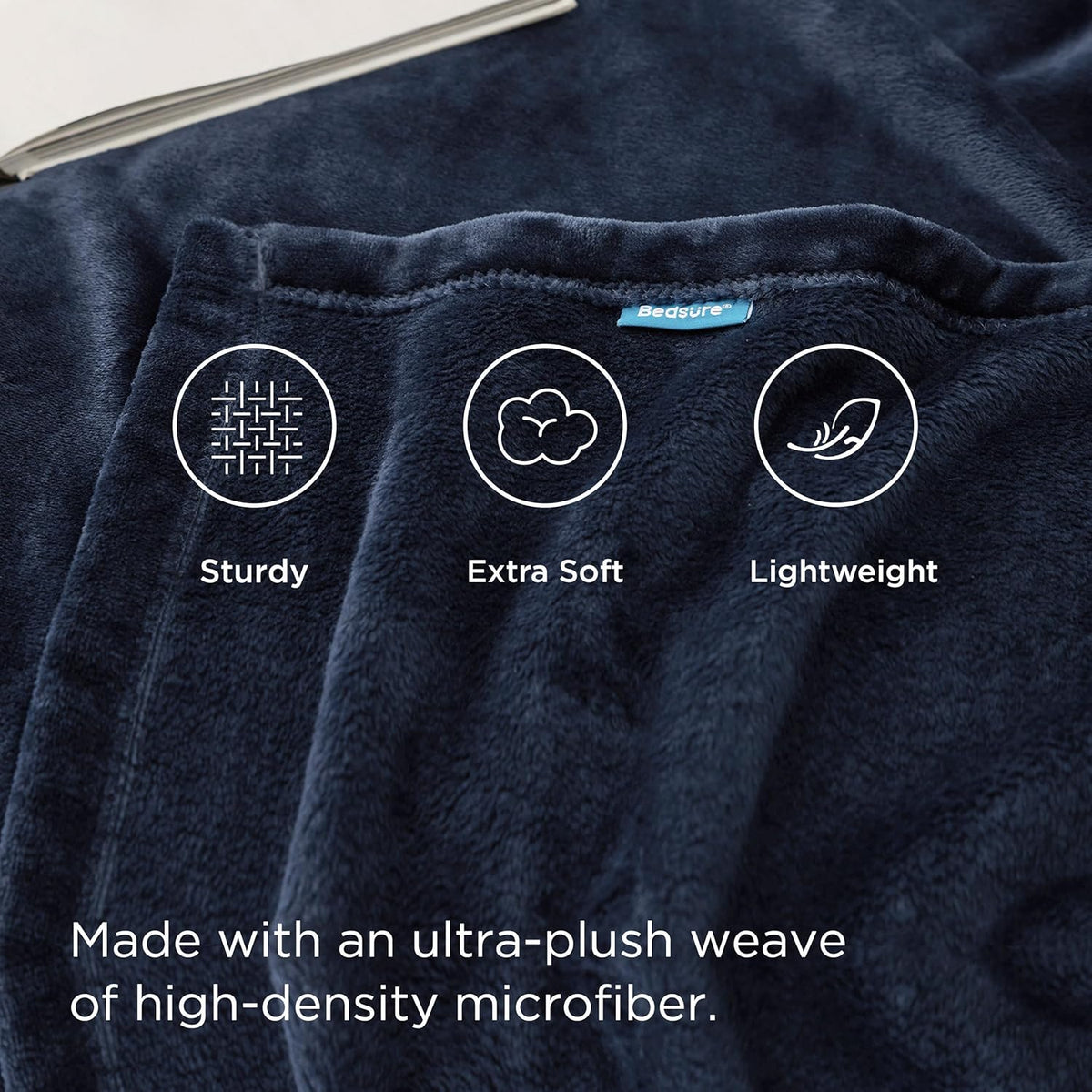 Bedsure Fleece Blanket Twin Size Navy Blue - 300GSM Lightweight Plush Fuzzy Cozy Soft Warm Blanket for Bed, Sofa, Couch, Travel, Camping, 60x80 inches