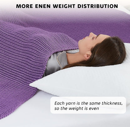 L'AGRATY Knitted Weighted Blanket - 50''x60'' 7lbs Cooling Chunky Knit Heavy for Adults Braided Crochet Throw Thick Cable Yarn Decorative No Beads Evenly Machine Washable, K - Purple (Knitted)