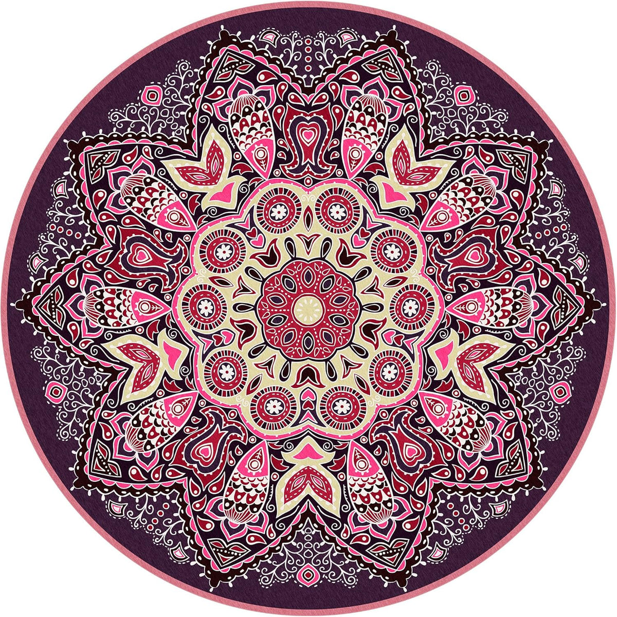 Knsbk Large Round Yoga Mat 4.6'X3.5mm for Exercise Premium Extra Thick, Ultra Comfortable, Non Slip, Meditation Mat