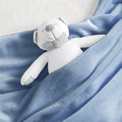 Bedsure Bedding Fleece Blanket for Girls and Boys - Soft Cozy Cute Small Throw Blankets for Travel, 43x55 Inches, Washed Blue