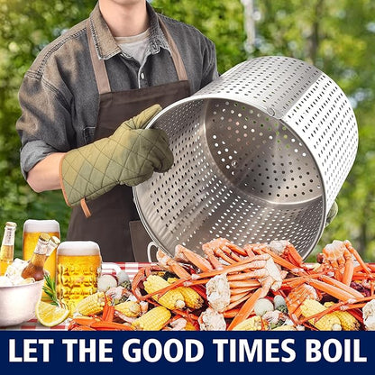 ARC 100 QT Large Crawfish Seafood Boil Pot with Basket and 2 Brown-paper Table Covers, Stainless Steel Stock Pot with Strainer, Outdoor Cooking Pot for Lobster, Crab, and Shrimp, 24 Gallon Pot