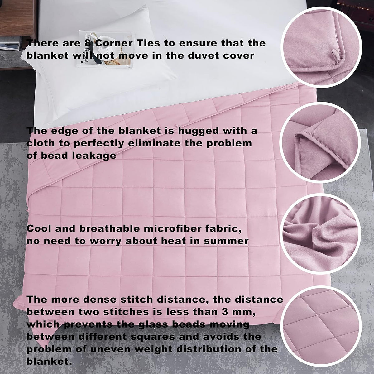 L'AGRATY Weighted Blanket - 80"x87" 20lbs Cooling Breathable Heavy Blanket Microfiber Material with Glass Beads Big Blanket for Adult All-Season Summer Fall Winter Soft Thick Comfort Blanket