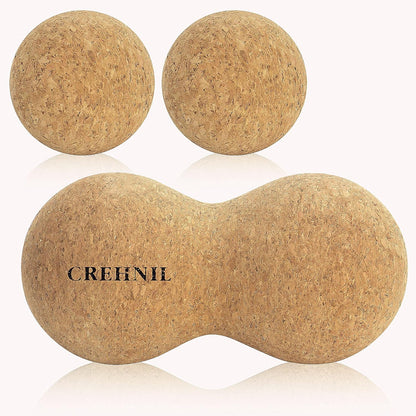 Natural Cork Peanut Massage Ball Roller Trigger Point Myofascial Release Double Lacrosse Massage Set