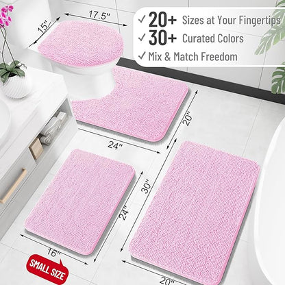 OLANLY Large Bathroom Rugs 59x35, Extra Soft Absorbent Chenille Bath Rugs, Rubber Backing Quick Dry, Machine Washable Bath Mats for Bathroom Floor, Tub and Shower, Home Decor Accessories, Pink