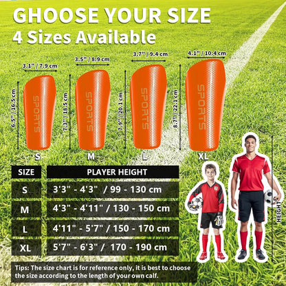 Soccer Shin Guards for Kids Youth Adults - Shin Pads and Sleeves with Optimized Insert Pocket for Boys Girls Men Women for Football Games - Protective Soccer Equipment