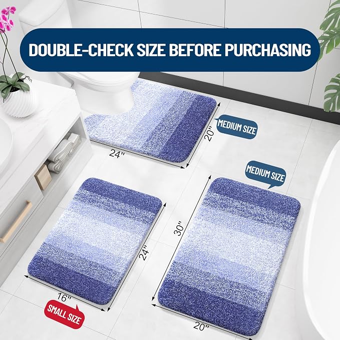 OLANLY Bathroom Rugs Mat 30x20, Extra Soft Absorbent Microfiber Bath Rugs, Rubber Backing, Quick Dry, Machine Washable Bath Mats for Bathroom Floor, Tub and Shower, Home Decor Accessories, Blue-Violet