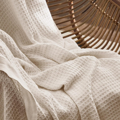 Bedsure 100% Cotton Blanket King Size for Bed - Breathable and Soft, Waffle Weave Blanket for Summer, Thick Cozy Fall Blankets for Women Gift, Khaki (a Little Bit Yellow), 104x90 inches