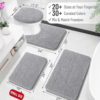 OLANLY Large Bathroom Rugs 40x24, Extra Soft Absorbent Chenille Bath Rugs, Rubber Backing Quick Dry, Machine Washable Bath Mats for Bathroom Floor, Tub and Shower, Home Decor Accessories, Grey