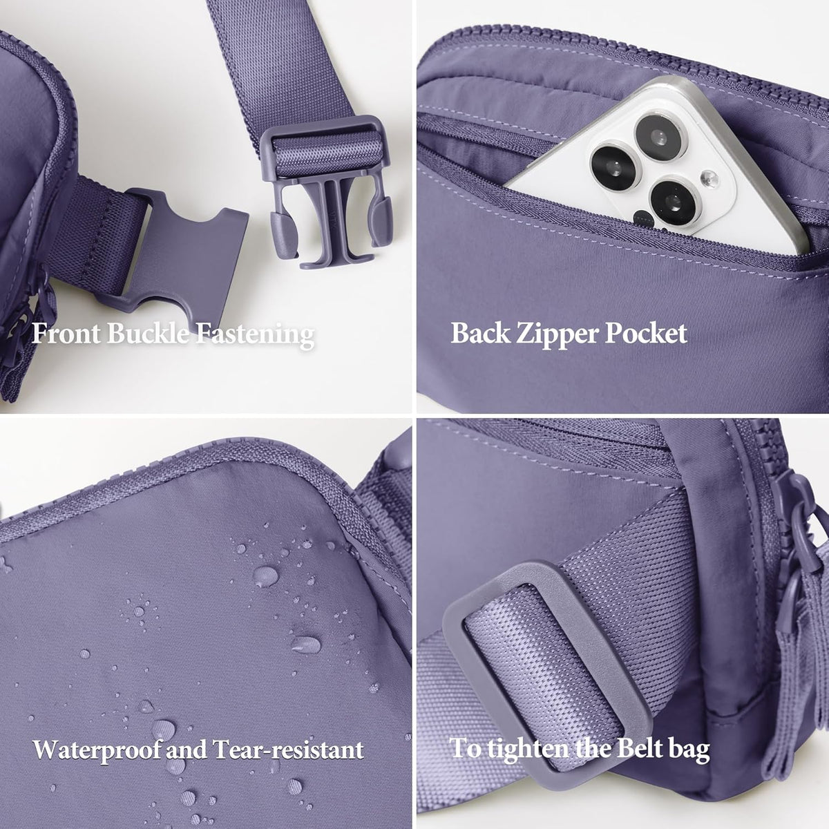 ODODOS Unisex Mini Belt Bag with Adjustable Strap Small Fanny Pack for Workout Running Traveling Hiking, Ultra Violet