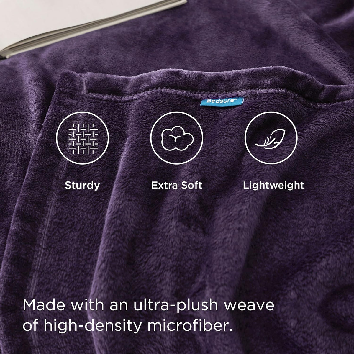 Bedsure Fleece Throw XL Blanket Purple - 300GSM Soft Lightweight Plush Cozy Blankets for Bed, Sofa, Couch, Travel, Camping, 50x70 inches