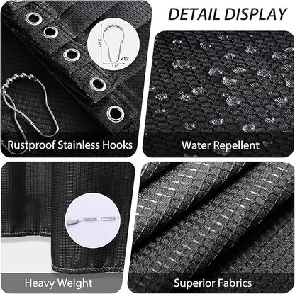 Bathroom Accessory Set - 25PC Bathroom Sets with Shower Curtain and Rugs, Black Bathroom Set, Bathroom Accessories Set, Shower Curtain Sets with Rugs, Bathroom Trash Can & Soap Dispenser