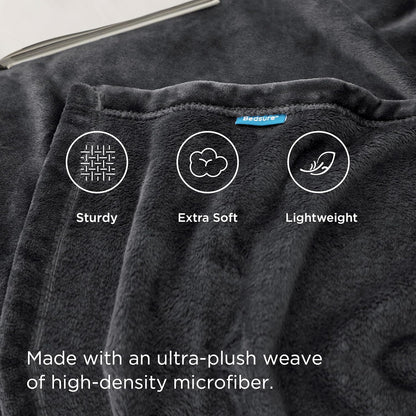 Bedsure Fleece Blanket Twin Size Dark Grey - 300GSM Lightweight Plush Fuzzy Cozy Soft Warm Blanket for Bed, Sofa, Couch, Travel, Camping, 60x80 inches