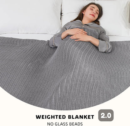 L'AGRATY Knitted Weighted Blanket - 50"x60" 7lbs Cooling Chunky Knit Heavy Blanket for Adults Braided Crochet Throw Thick Cable Yarn Knit Decorative No Beads Evenly Weighted Machine Washable