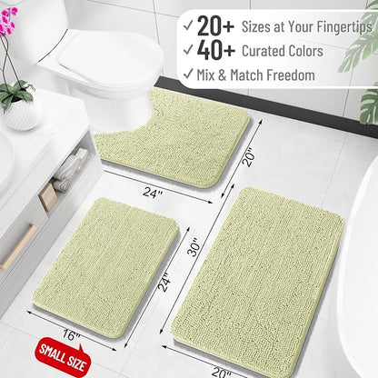 OLANLY Bathroom Runner Rugs 47x20, Soft Absorbent Chenille Bath Rugs, Rubber Backing Quick Dry, Machine Washable Long Bath Mats for Bathroom Floor, Tub and Shower, Home Decor Accessories, Vanilla