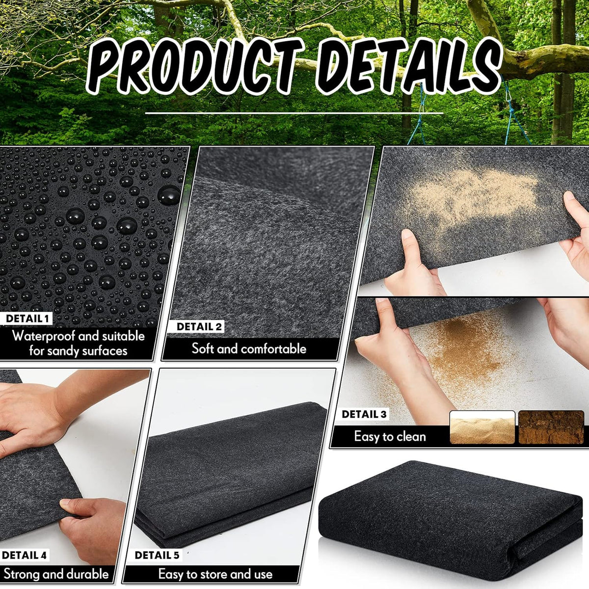 Haull Outdoor Storage Shed Floor Moat Waterproof Outdoor Carport Mat Thickened Soft Patio Furniture Pad Washable with Non Slip Backing, Storage Shed Not Included(4 x 3 ft)