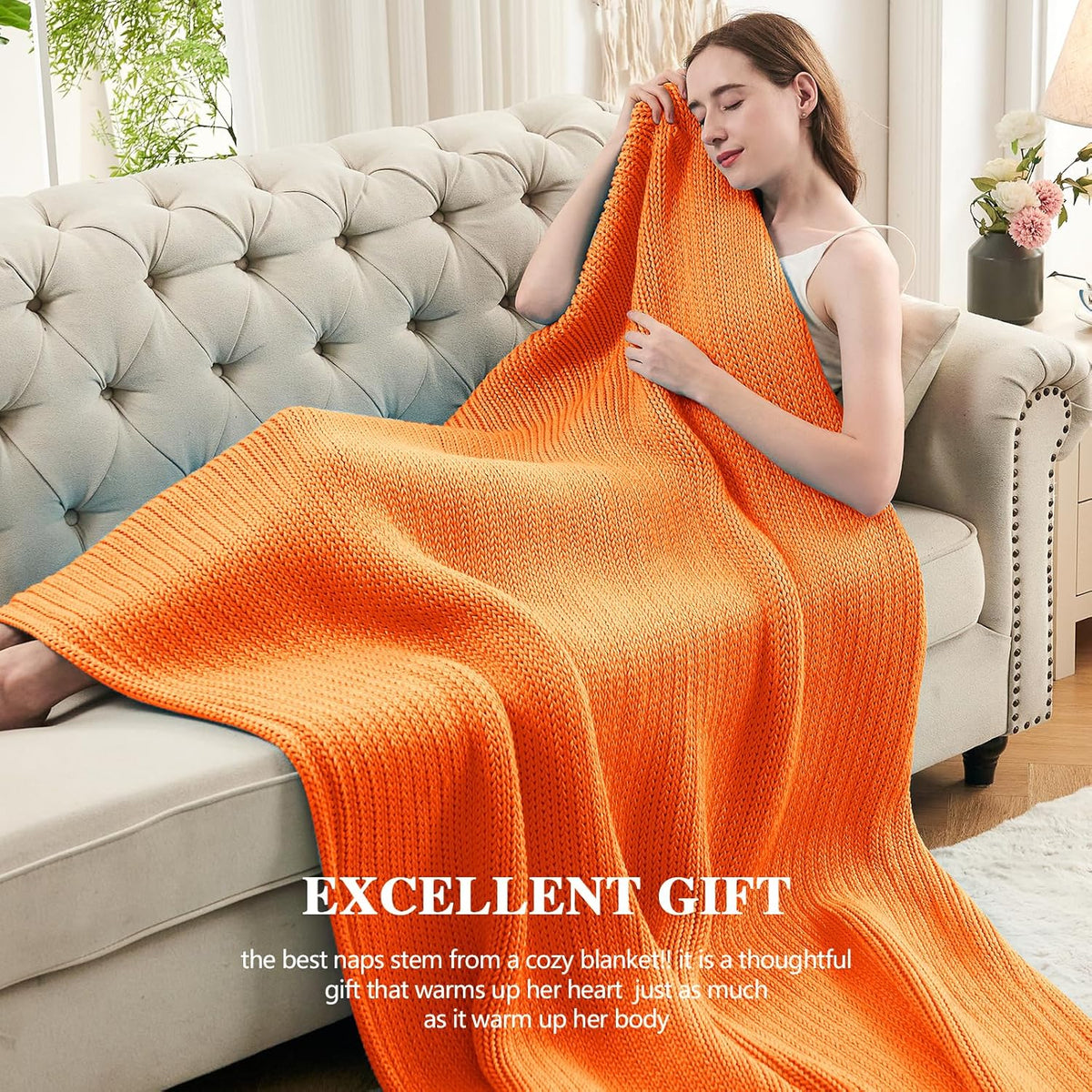 L'AGRATY Knitted Weighted Blanket - 48"x72" 12lbs Cooling Chunky Knit Heavy Blanket for Adults Braided Crochet Throw Thick Cable Yarn Knit Decorative No Beads Evenly Weighted Machine Washable