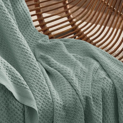 Bedsure 100% Cotton Blanket Queen Size for Bed - Breathable and Soft, Waffle Weave Blanket for Summer, Thick Cozy Fall Blankets for Women Gift, Sage Green, 90x90 Inches