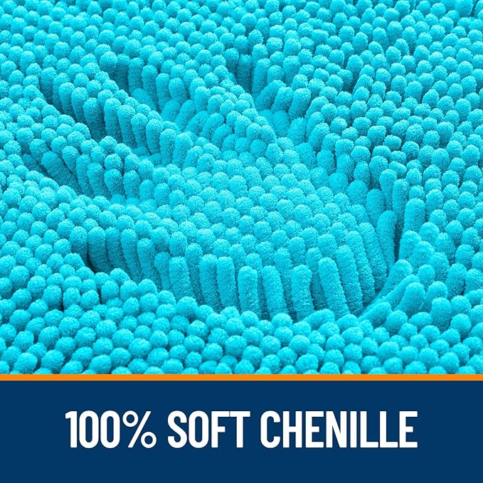OLANLY Bathroom Runner Rugs 59x20, Soft Absorbent Chenille Bath Rugs, Rubber Backing Quick Dry, Machine Washable Long Bath Mats for Bathroom Floor, Tub and Shower, Home Decor Accessories, Aqua Sky