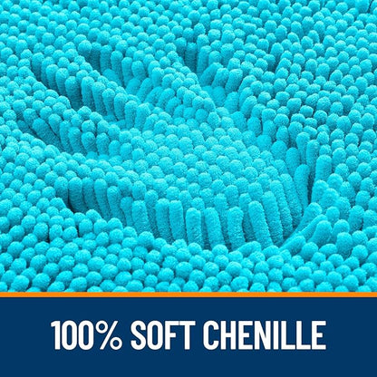 OLANLY Bathroom Runner Rugs 59x20, Soft Absorbent Chenille Bath Rugs, Rubber Backing Quick Dry, Machine Washable Long Bath Mats for Bathroom Floor, Tub and Shower, Home Decor Accessories, Aqua Sky