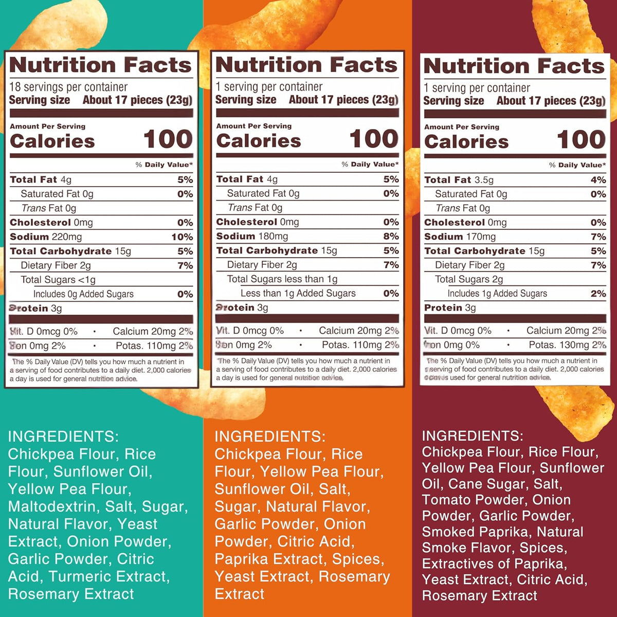 Hippeas Chickpea Puffs, Variety Pack: Vegan White Cheddar, Nacho Vibes, Barbecue, Sriracha, 0.8 Ounce (Pack of 18), 3g Protein, 2g Fiber, Vegan, Gluten-Free, Crunchy, Plant Protein Snacks