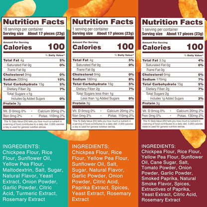 Hippeas Chickpea Puffs, Variety Pack: Vegan White Cheddar, Nacho Vibes, Barbecue, Sriracha, 0.8 Ounce (Pack of 18), 3g Protein, 2g Fiber, Vegan, Gluten-Free, Crunchy, Plant Protein Snacks