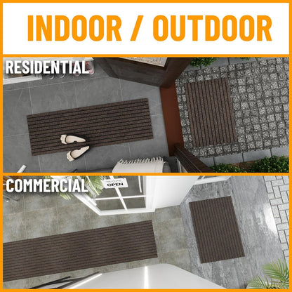 Ottomanson 2'7" x 9' Hallway Runner with Scraper Pile - Extra Durable Non-Slip Rug Mat for Indoor & Outdoor Use - Ideal for Kitchen, Entryway & Garage - High-Traffic Carpet, Brown