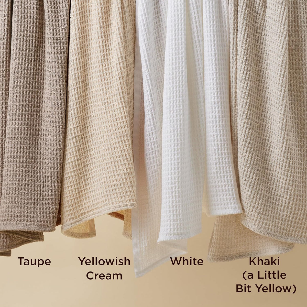 Bedsure 100% Cotton Blanket King Size for Bed - Breathable and Soft, Waffle Weave Blanket for Summer, Thick Cozy Fall Blankets for Women Gift, Yellowish Cream, 104x90 inches