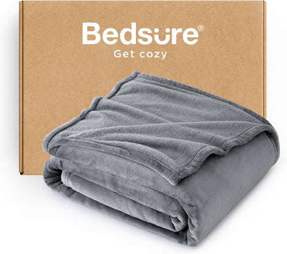Bedsure Fleece Blanket Twin Size Grey - 300GSM Lightweight Plush Fuzzy Cozy Soft Warm Blanket for Bed, Sofa, Couch, Travel, Camping, 60x80 inches