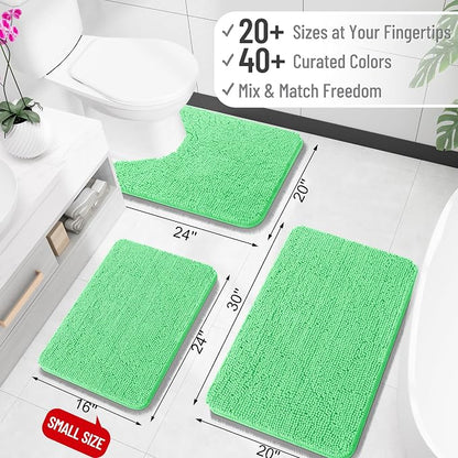 OLANLY Large Bathroom Rugs 45x27, Extra Soft Absorbent Chenille Bath Rugs, Rubber Backing Quick Dry, Machine Washable Bath Mats for Bathroom Floor, Tub and Shower, Home Decor Accessories, Mint Green