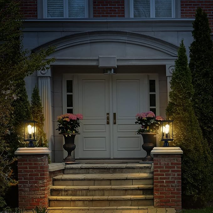 Mayfield Outdoor Lights with Clear Glass, Modern Post Lights – Backyard Lights for Patio, Driveway, Garden, and Porches, Decorative Lamp in Black, Design House 589200-BLK