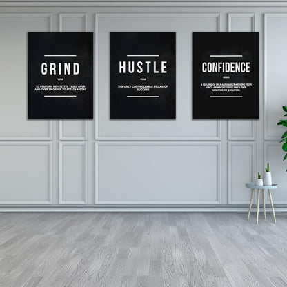 Yetaryy Motivational Poster Inspirational Wall Art 3 Pieces Canvas Painting Lion Artwork for Living Room Office Modern Home Decor Prints Pictures Wall Decor Framed Ready to Hang [36''Wx 16''H]