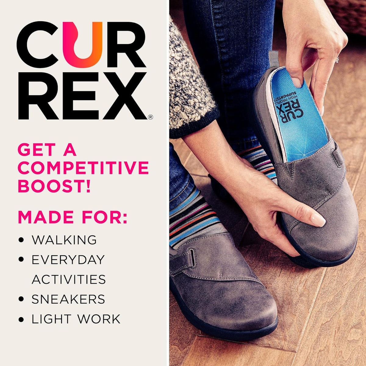 CURREX SupportSTP – Arch Support Insole w/Superior Cushioning & Airflow, Heavy Duty Shell for Less Fatigue – Comfort, Athletic, Casual and Work Shoe Inserts, Men & Women – Medium Arch, Large