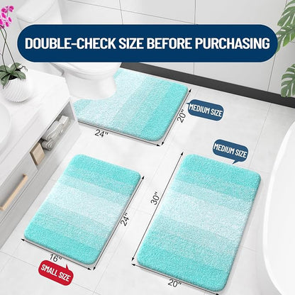 OLANLY Bathroom Runner Rugs Mat 47x20, Extra Soft Absorbent Microfiber Bath Rugs, Rubber Backing, Quick Dry, Washable Long Bath Mats for Bathroom Floor, Tub and Shower, Home Decor Accessories, Teal