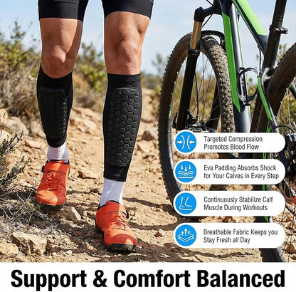 Soccer Shin Guards-2 Pairs Shin Pads for Kids Adults Teens,Shin Guards Soccer Calf Compression Sleeve with Honeycomb Pads,Lightweight Shin Protective Gear for Football,MTB,Baseball Soccer for Boy,Girl