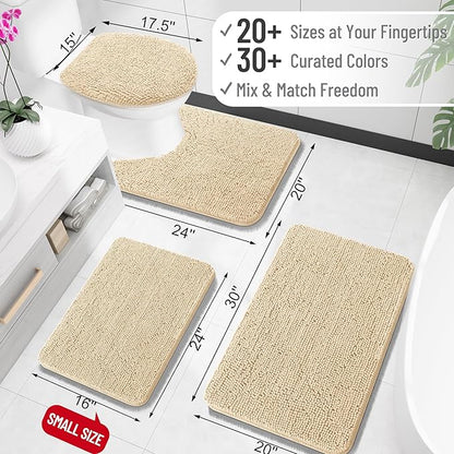 OLANLY Bathroom Rugs 30x18, Extra Soft Absorbent Chenille Bath Rugs, Rubber Backing Quick Dry, Machine Washable Bath Mats for Bathroom Floor, Tub and Shower, Home Decor Accessories, Beige