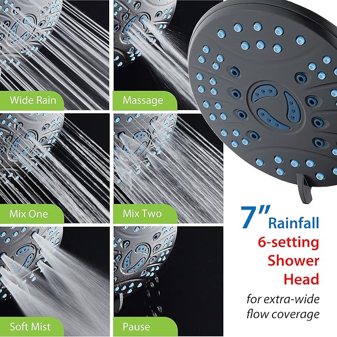 Hotel Spa AquaCare As-Seen-On-TV High Pressure 50-mode Rain & Handheld 3-way Shower Head Combo - Anti-clog Nozzles/Tub, Tile & Pet Power Wash/Extra Long 6 ft. Stainless Steel Hose/ORB Bronze Finish