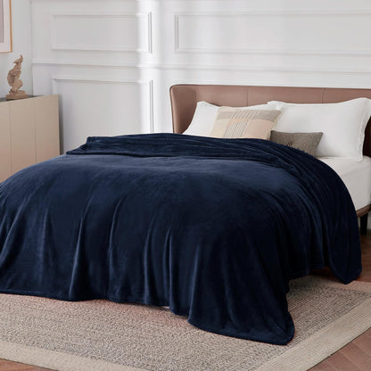 Bedsure Navy Fleece Blankets Queen Size - Bed Blanket Blue Soft Lightweight Plush Fuzzy Cozy Luxury Microfiber, 90x90 inches