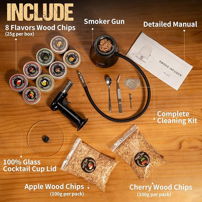 Smoking Gun Pro – Patented Pump System, Effectively Prevents Tar Clogging, Dense Smoke Infuser for Cocktails, Meat & Cheese, Type-C/Battery, Ideal Gift for Men & Home Chefs (Butane not included)
