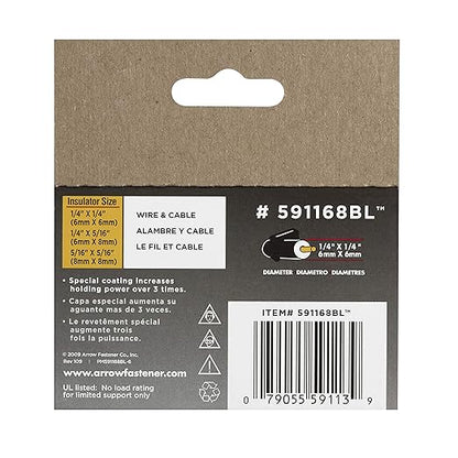 Arrow 591168 Genuine T59 Steel 1/4-Inch by 1/4 Crown Width Insulated Staples for Cable and Wiring, Black, 300 Count