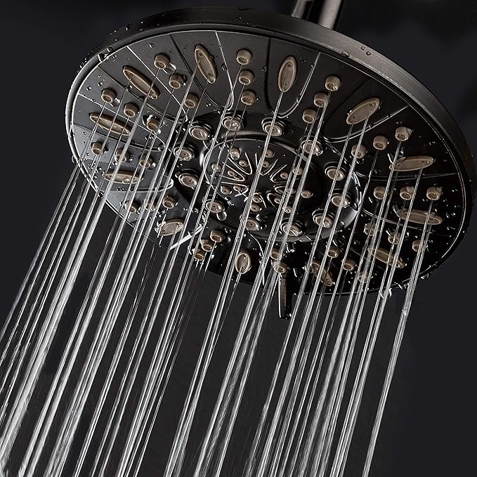 AquaDance OIL RUBBED BRONZE High Pressure 6-Setting 7" Rain Shower Head – Angle Adjustable, Anti-Clog Showerhead Jets, Tool-Free Installation - USA Standard Certified - U.S. Brand