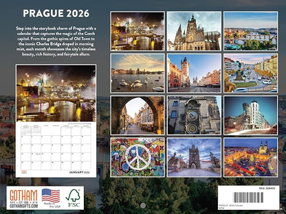 Prague Calendar 2026 Monthly Wall Calender 12 Month | American Made In The USA