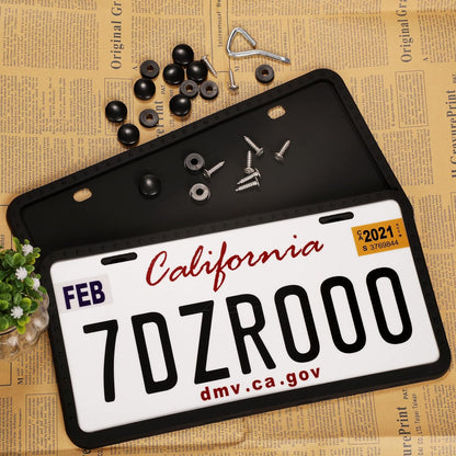 License Plate Frames - 2 PCS Silicone License Plate Holder for US Car Universal License Plate Bracket, Rustproof, Rattle Proof & Weatherproof, Mounting Accessories Included