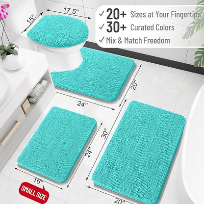 OLANLY Bathroom Rugs 30x18, Extra Soft Absorbent Chenille Bath Rugs, Rubber Backing Quick Dry, Machine Washable Bath Mats for Bathroom Floor, Tub and Shower, Home Decor Accessories, Teal