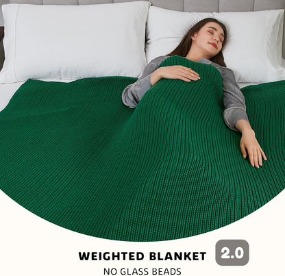 L'AGRATY Knitted Weighted Blanket - 48"x72" 15lbs Cooling Chunky Knit Heavy Blanket for Adults Braided Crochet Throw Thick Cable Yarn Knit Decorative No Beads Evenly Weighted Machine Washable