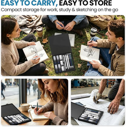 WUO 0.5 mm Mechanical Pencils with Eraser Pen Storage Case, 4 PCS