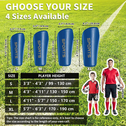 Soccer Shin Guards for Kids Youth Adults - Shin Pads and Sleeves with Optimized Insert Pocket for Boys Girls Men Women for Football Games - Protective Soccer Equipment