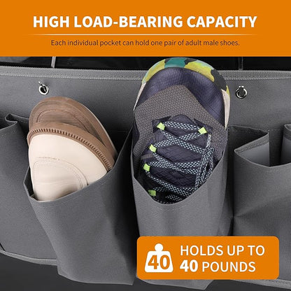 RV Shoe Pockets 6 Large Pockets Heavy Hanging Bedside Storage Organizer with Sturdy Hooks for Shoes, Toys and Tools