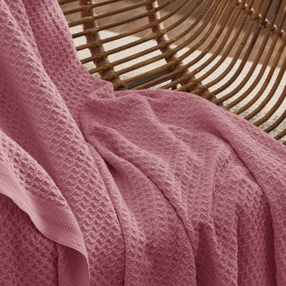 Bedsure 100% Cotton Blanket Queen Size for Bed - Breathable and Soft, Waffle Weave Blanket for Summer, Thick Cozy Fall Blankets for Women Gift, Dusty Rose, 90x90 Inches