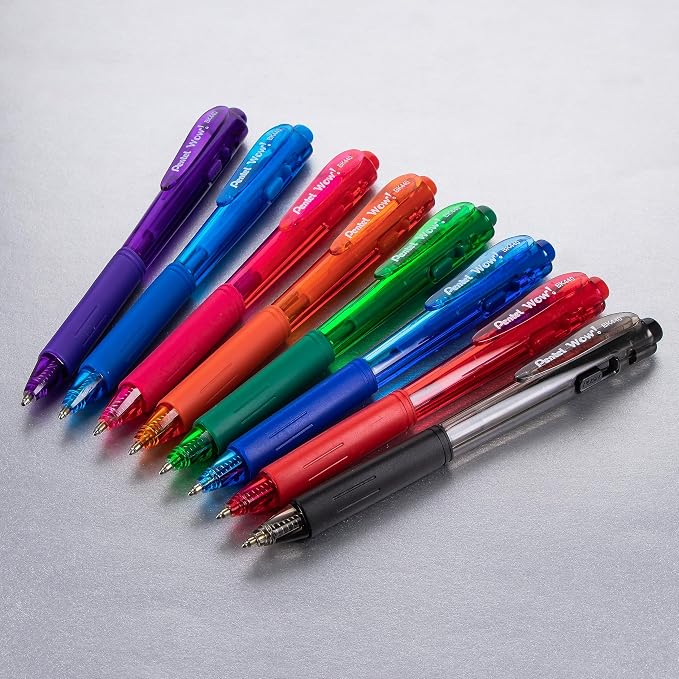 Pentel WOW! Ballpoint Pen, (1.0mm) Medium Line, Black Ink, Pack of 60, Canister (BK440PC60A)