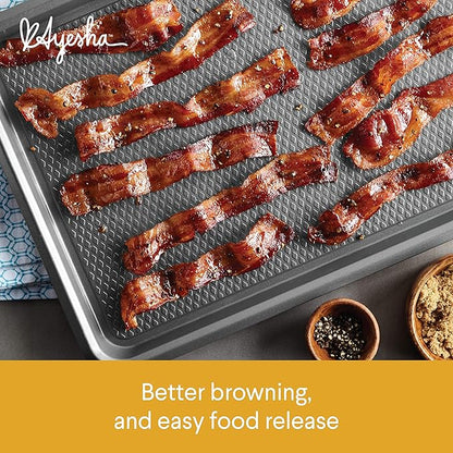 Ayesha Curry Nonstick Bakeware Set with Nonstick Bread Pan, Cookie Sheet, Baking Pan, Baking Sheet and Cake Pans - 6 Piece, SIlver